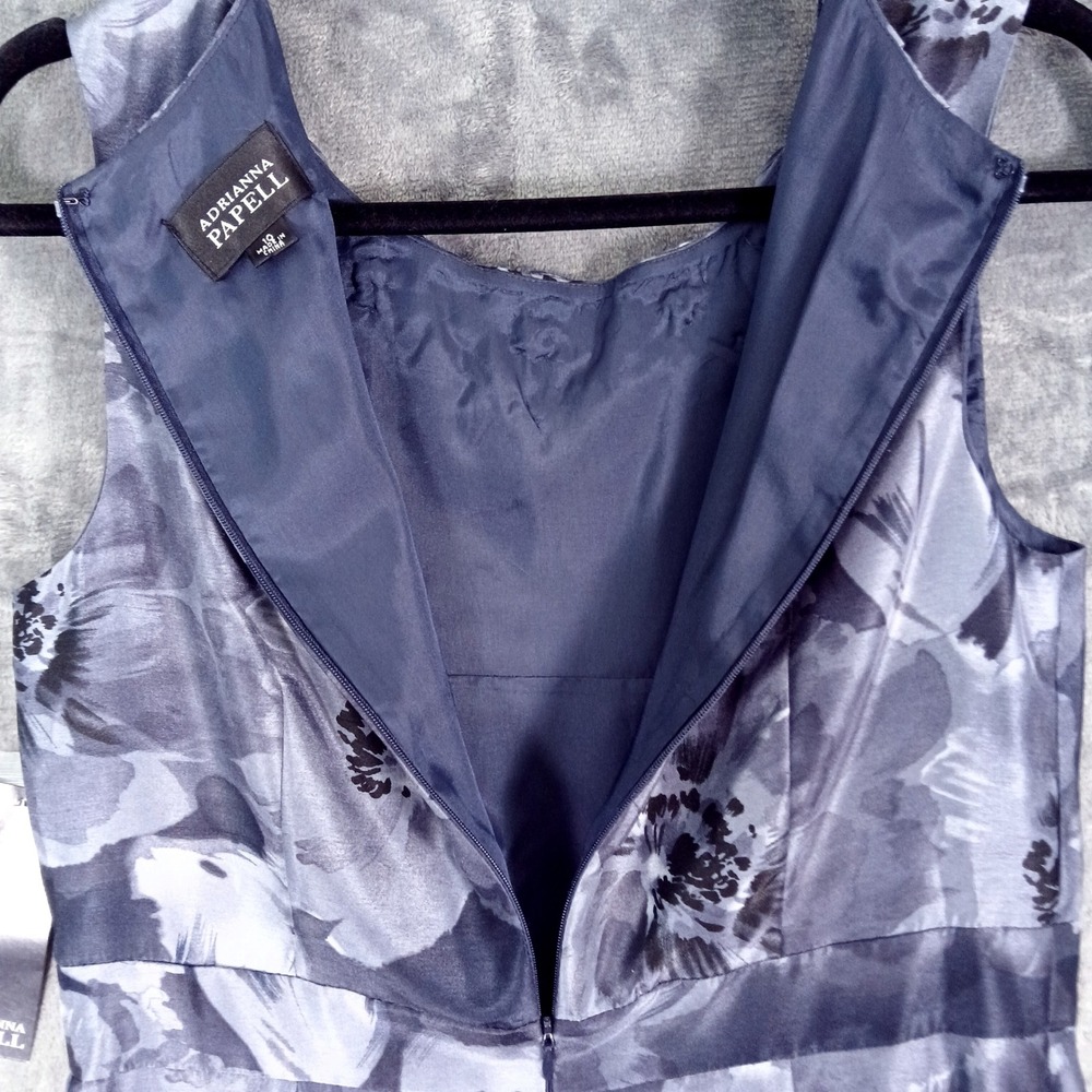 Adrianna Papell Dress Womens 10 Blue Floral Sheath Rosette Cocktail‎ Party NWOT - Picture 4 of 8